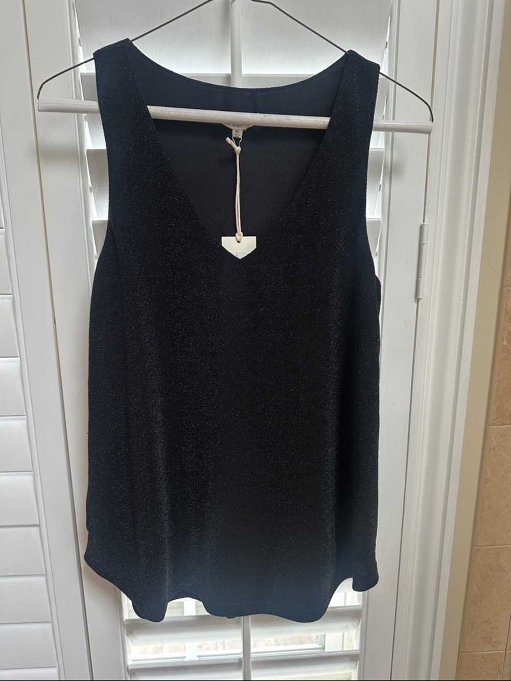 Black Sparkle V-Neck Sleeveless Tank Top